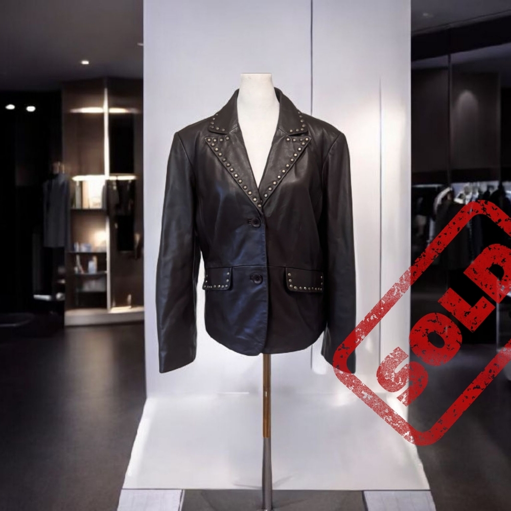 Willi Smith Black Studded Leather Jacket